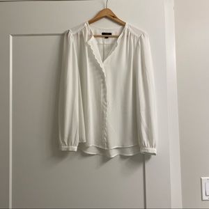 J Crew scalloped long sleeve top